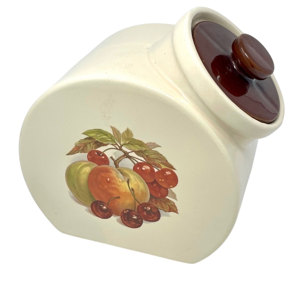 McCoy Fruit Cookie Jar Vintage Tilt Canister Harvest Festival Peaches & Cherries